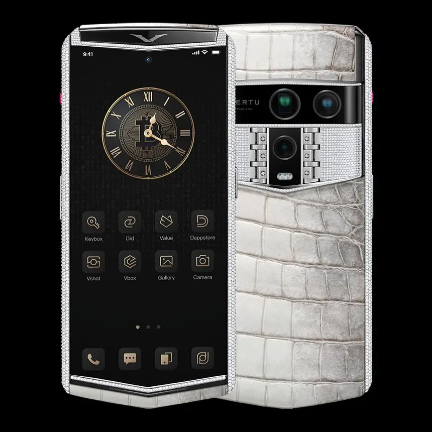 КУПИТЬ VERTU AGENT Q WHITE GOLD & FULL DIAMONDS HIMALAYA ALLIGATOR