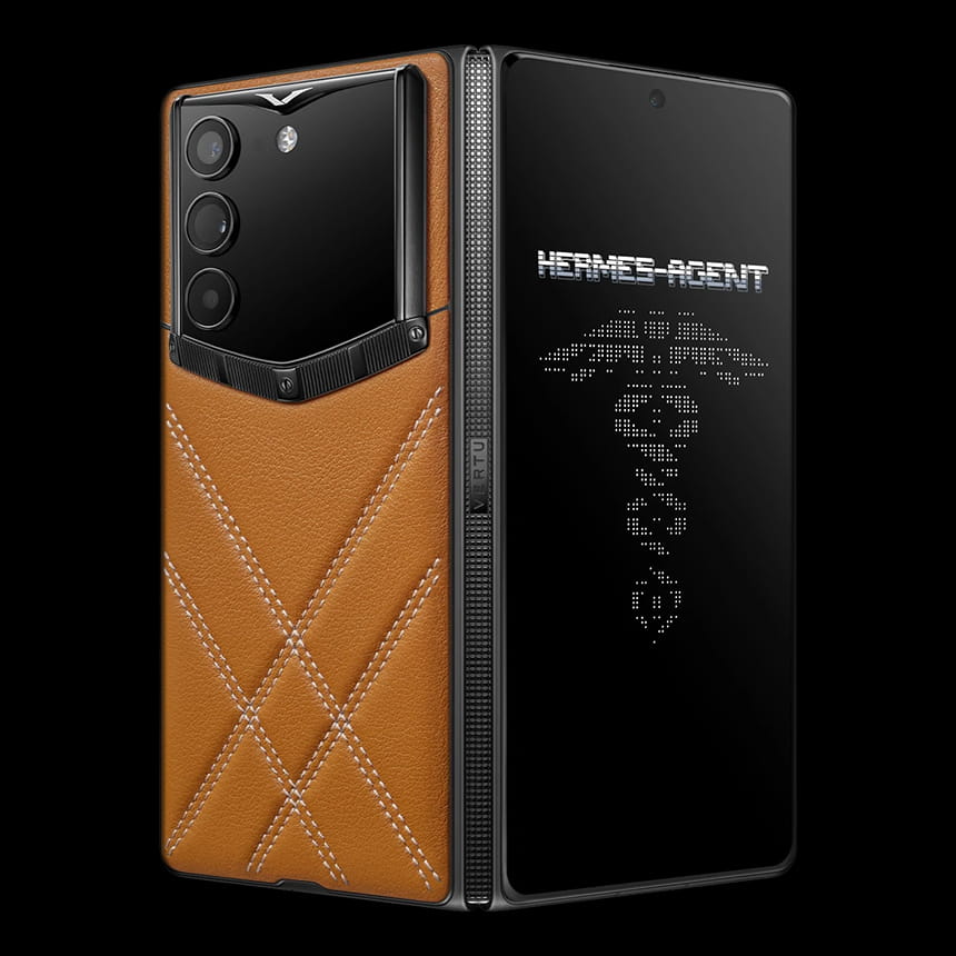КУПИТЬ VERTU ALPHAFOLD STITCHED CALFSKIN AMBER BROWN