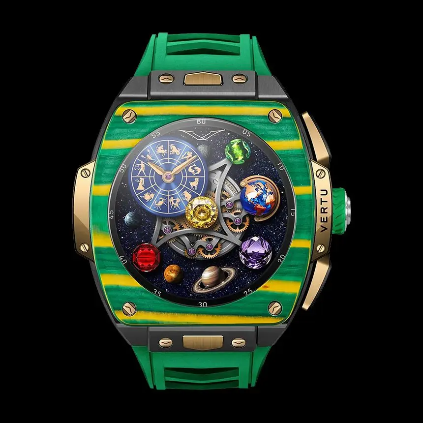 КУПИТЬ VERTU GRAND WATCH BESPOKE GOLD YELLOW GREEN CARBON FIBER