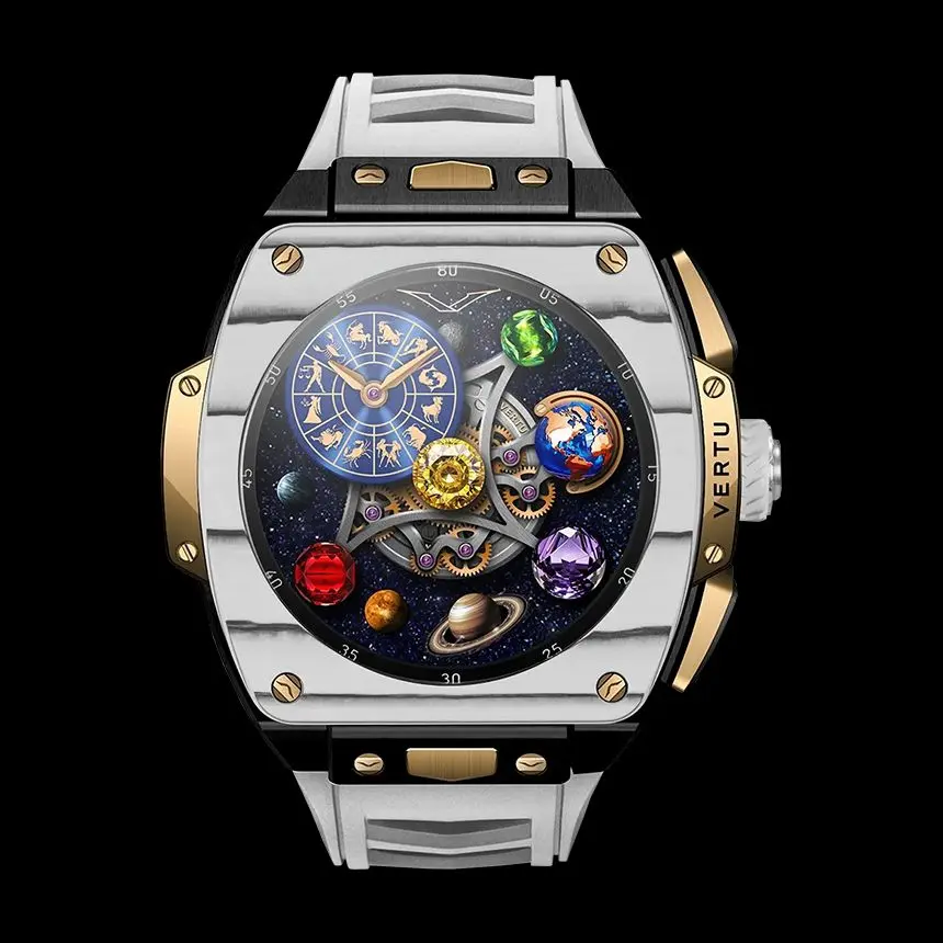 КУПИТЬ VERTU GRAND WATCH BESPOKE GOLD BLACK AND WHITE CARBON FIBER