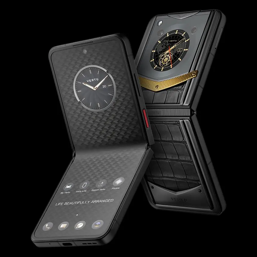 КУПИТЬ VERTU IRONFLIP REWARDS 18K GOLD BASALT BLACK ALLIGATOR