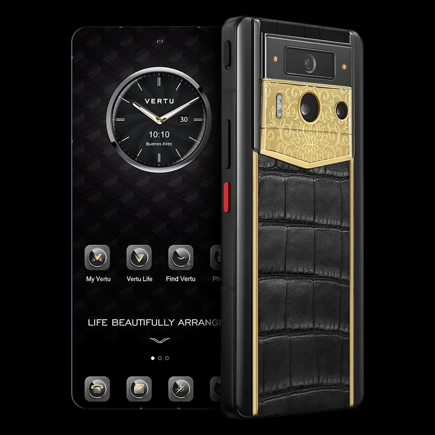 КУПИТЬ VERTU METAVERTU 2 18K GOLD LOTUS CLUSTER WITH BLACK ALLIGATOR