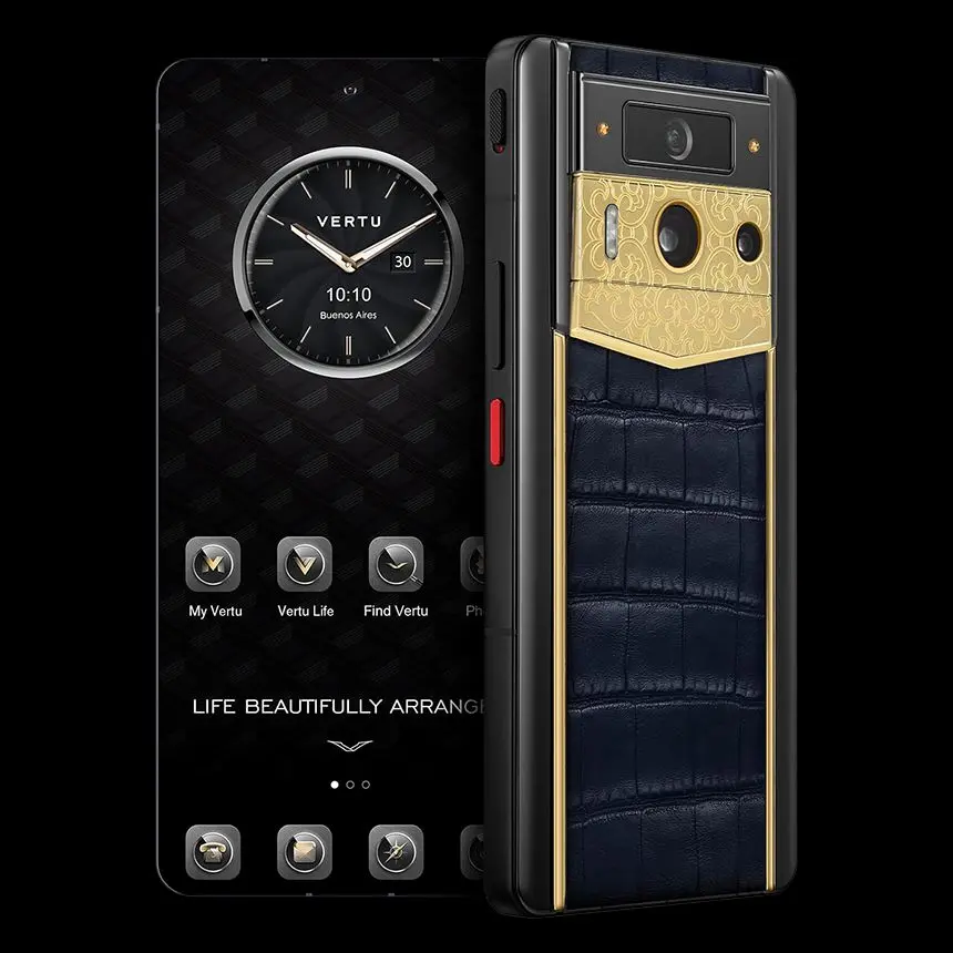 КУПИТЬ VERTU METAVERTU 2 18K GOLD LOTUS MEMORY WITH NAVY BLUE ALLIGATOR