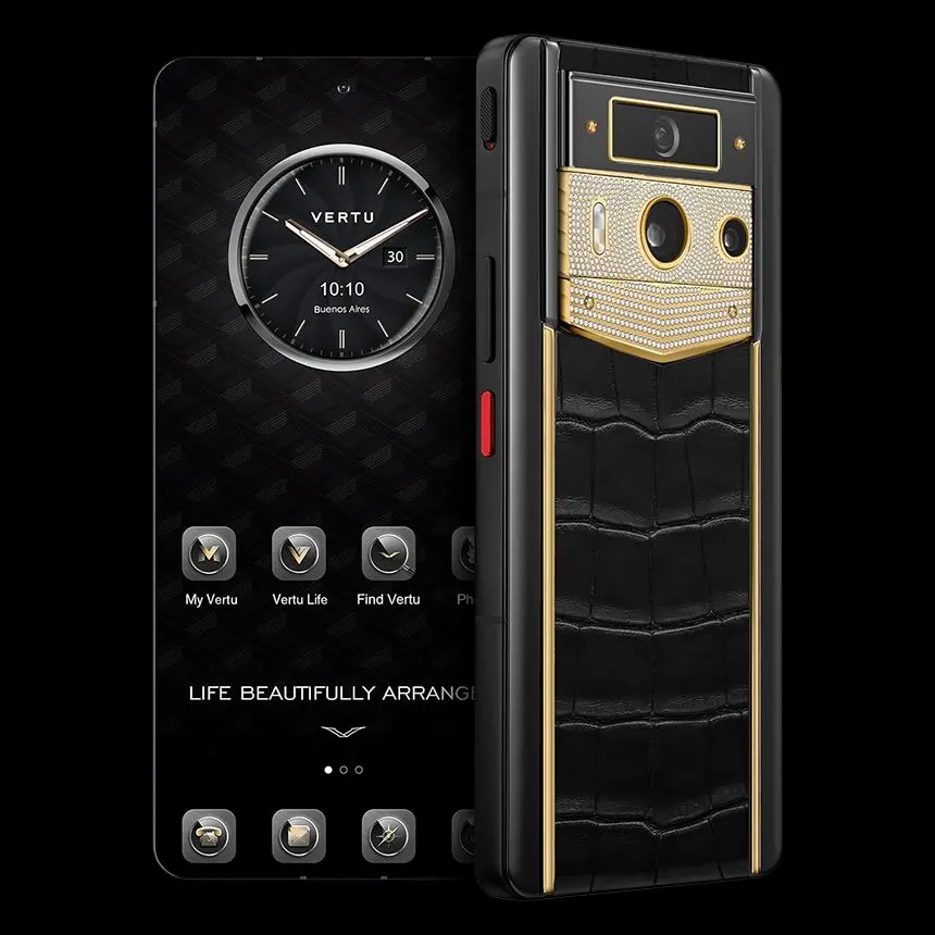 КУПИТЬ VERTU METAVERTU 2 18K GOLD PLAIN WEAVE WITH DIAMONDS BLACK ALLIGATOR