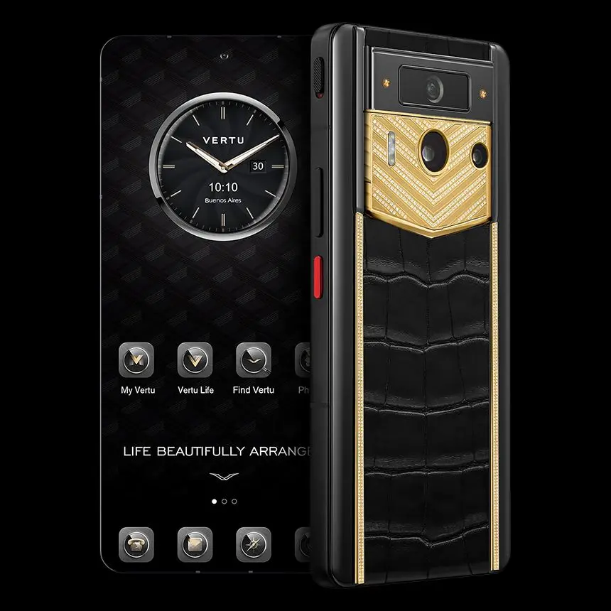 КУПИТЬ VERTU METAVERTU 2 18K GOLD V-SHAPED WITH DIAMONDS BLACK ALLIGATOR
