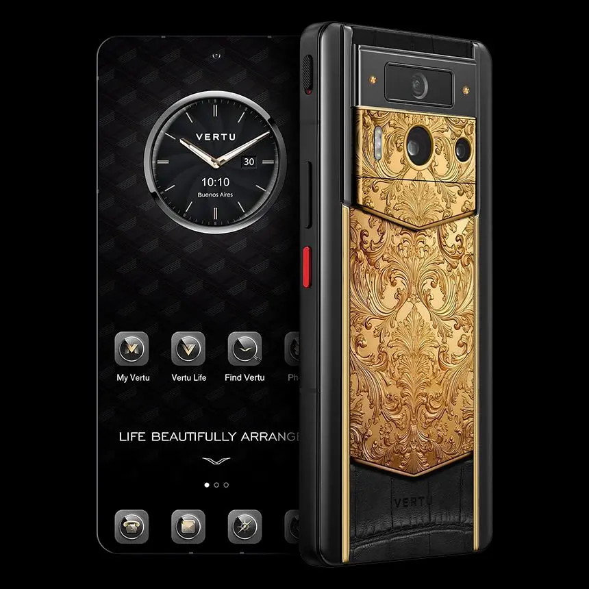 КУПИТЬ VERTU METAVERTU 2 18K GOLDEN CARVED FLORAL DECORATION WITH BLACK INC CALF