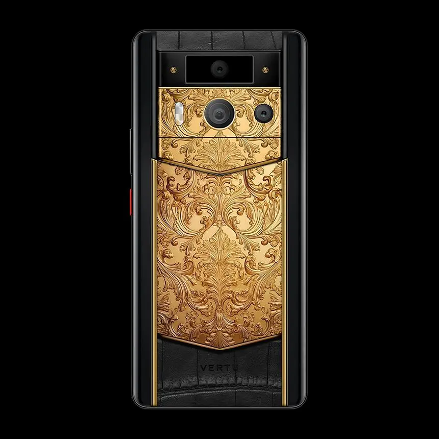 VERTU METAVERTU 2 18K GOLDEN CARVED FLORAL DECORATION WITH BLACK INC CALF - ЦЕНА, ОПИСАНИЕ, ФОТО - 3