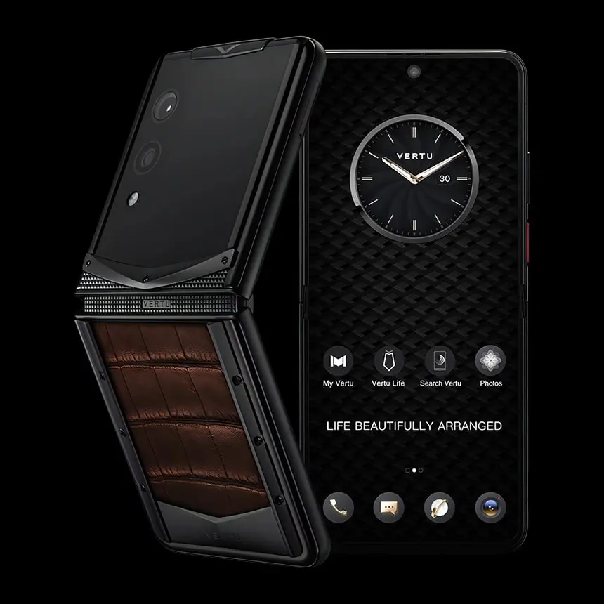 КУПИТЬ VERTU QUANTUM FLIP AMBER BROWN ALLIGATOR