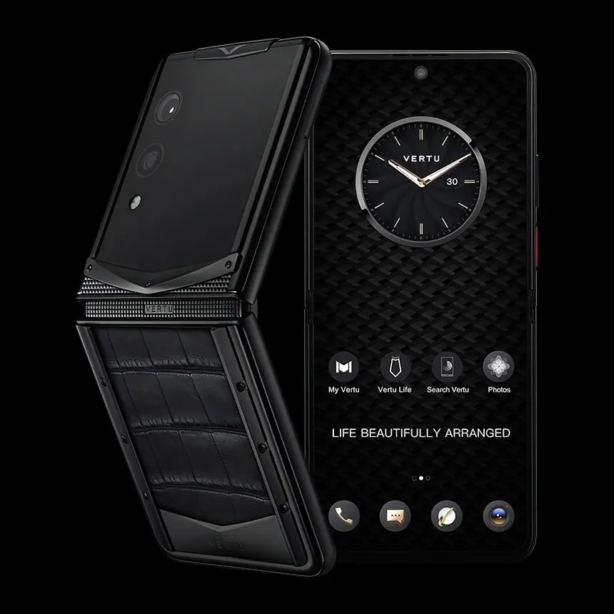КУПИТЬ VERTU QUANTUM FLIP BASALT BLACK ALLIGATOR