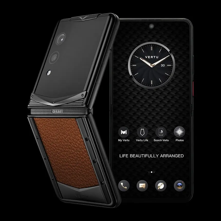 КУПИТЬ VERTU QUANTUM FLIP CARAMEL BROWN CALF