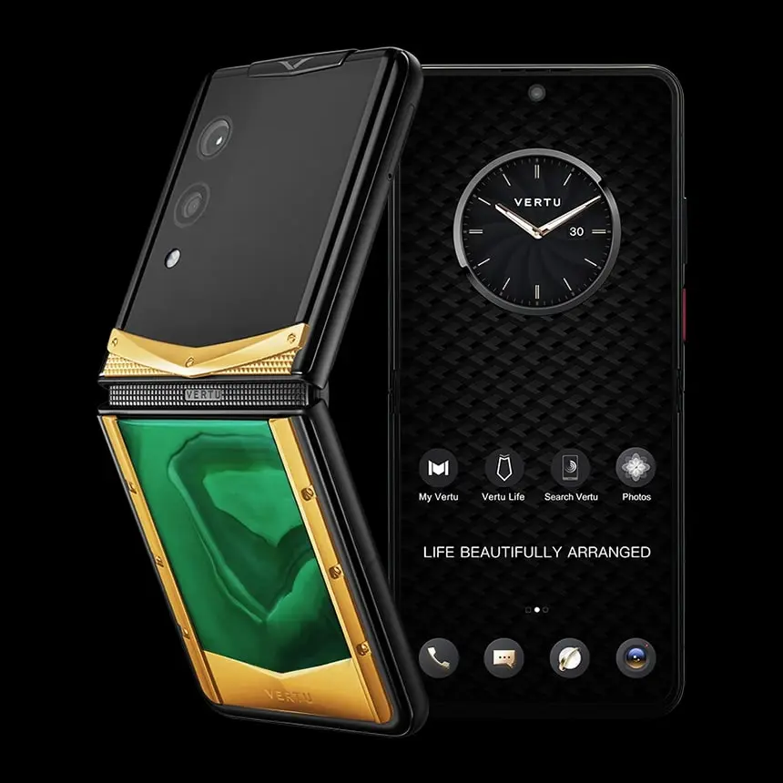 КУПИТЬ VERTU QUANTUM FLIP REWARDS 18K GOLD EMERALD GREEN AGATE
