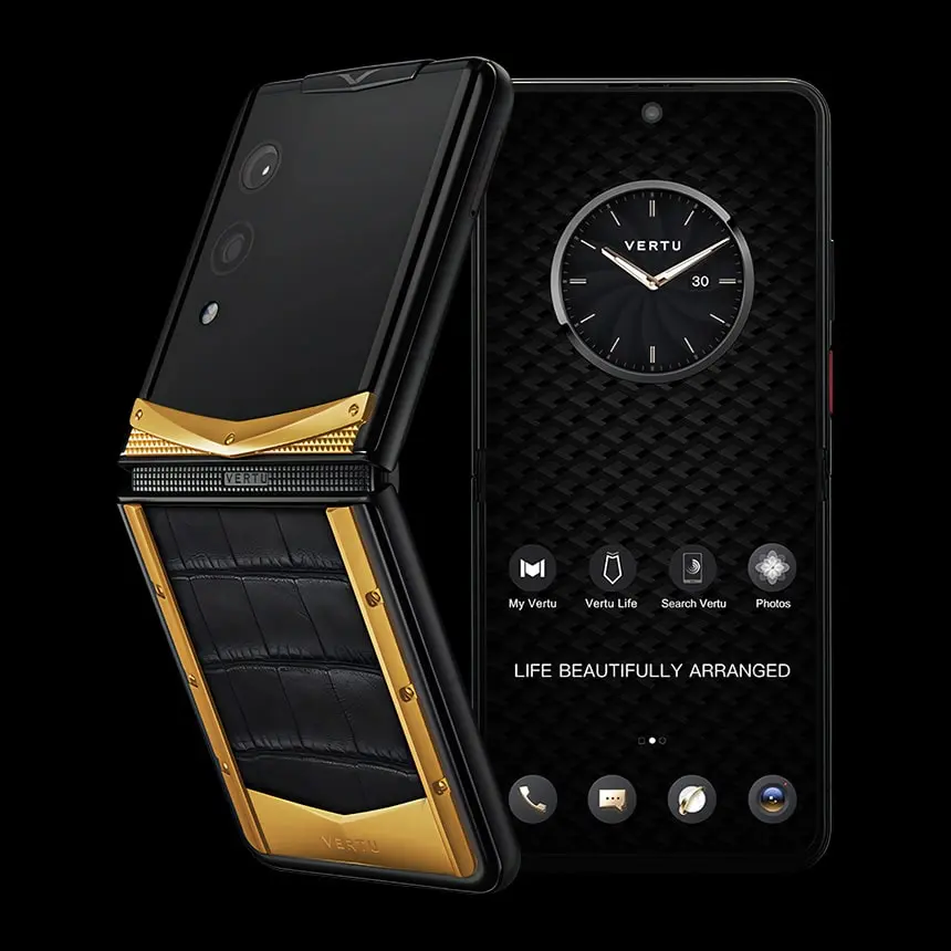 КУПИТЬ VERTU QUANTUM FLIP REWARDS 18K GOLD IRON BLACK ALLIGATOR